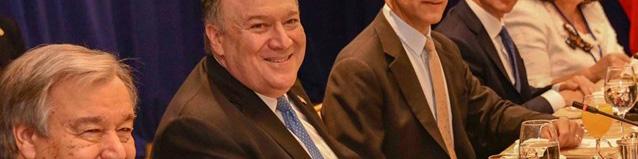 تأکید وزیر خارجه آمریکا بر اجرای تحریم‌ها علیه ایران در دیدار با «گوترش»